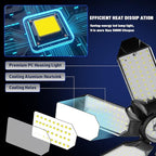 LED Garage Light - 160W LED Garage Ceiling Lights 16000LM Super Bright Garage Lighting with 6 Deformable Panels E26/E27 Screw in Led Shop Lights for Basement Workshop Warehouse Attic