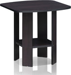 Furinno SIMPLE DESIGN Side Table, 2-Tier End Table, Open Shelves Night Stand, Bedside Table, for Living Room, Bedroom, Dark Walnut