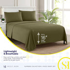 California King Sheet Sets - Breathable Luxury Sheets with Full Elastic & Secure Corner Straps Built In - 1800 Supreme Collection Cal King Deep Pocket Bedding Set, Sheet Set, California King, Olive