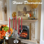 Silver Candle Holder，5 Arms Metal Candle Holders for Taper Candles（10.6 inch Tall Candelabra, for 1/2-1 inch Pillar Candles Diameter Each）,Candlestick Holders Centerpiece Decoration