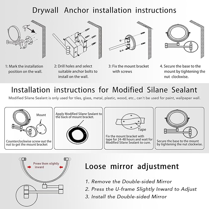 8” Wall Mounted Makeup Mirror 1X/10X Magnification, Rechargeable 2 Sided Touch Dimming with LED Lights 360 Swivel Extendable Arm Shaving Mirror, Brushed Moderne Brass