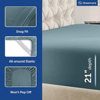 DREAMCARE Queen Sheet Set – 6 pcs Cooling Bed Sheets – up to 21” Deep Pocket Queen Sheets Set – 2500 Supreme Collection – Extra Soft 100% Brushed Microfiber Hotel Luxury with Side Pocket -Mineral Blue