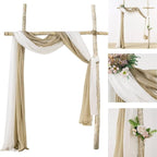 MIULEE Luxury Sheer Voile Elegant Topper Long Valance Solid Treatment Swags Drapes for Window Ceremony Wedding Canopy Bed 54" x 216" Beige