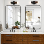 HARRITPURE Rectangular Bathroom Mirror 38''x26'' Black Bathroom Wall Mirror Aluminum Frame Wall-Mounted Mirrors for Entryway Bedroom Living Room