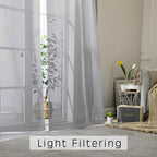 OVZME Grey Sheer Curtains - 96" Inch Length 2 Panels Set, Light Filtering Soft Rod Pocket Voile Drapes for Living Room/Bedroom, Each 42" W x 96" L