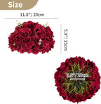NUPTIO Flower Balls for Centerpieces Wedding: 2 Pcs 11.8 inch Diameter Artificial Flower Ball Arrangement Bouquet Centerpiece for Tables - Burgundy Fake Rose Flowers for Wedding Decor