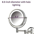 JERDON Wall-Mounted Makeup Mirror with Lights - Chrome Lighted Makeup Mirror with 8X Magnification - Model HL88CL