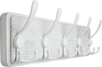 WEBI Coat Rack Wall Mount,5 Triple Hooks for Hanging Coats,16" Hole to Hole,Coat Hooks Wall Mounted,Coat Hanger Wall Hook Rack Rail for Clothes,Jacket,White