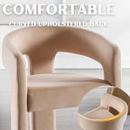 Modern Barrel Dining Chairs Set of 5, Velvet Upholstered Accent Side Chair with Arms Comfy Makeup Vanity Chairs, Dining Living Room Kitchen Chairs, Khaki