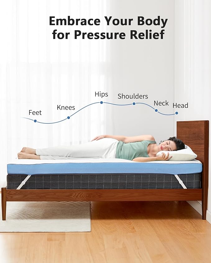 PERLECARE 3 Inch Firm Mattress Topper Twin XL Size, Cooling Gel-Infused & Bamboo Charcoal Memory Foam Bed Topper for Pain Relief, High-Density Mattress Pad with Removable Cover, CertiPUR-US Certified