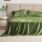 Love's cabin Twin Satin Sheets Sets - 3 Piece Sage Silky Bed Sheets with Deep Pockets, Luxury Silk Feel Satin Twin Size Sheet Set Bedding Set (1 Flat Sheet,1 Fitted Sheet,1 Pillow case)