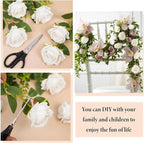 Ouddy Decor 50 Pcs Artificial White Roses Bulk Realistic Silk Roses with Long Stems Fake Roses Flowers for Wedding Bridal Bouquet DIY Table Centerpieces Arrangement Valentines Day Home Decor, White