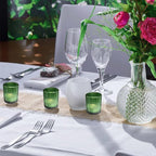 VOHO 12pcs Candle Holder Ribbed Glass, Green Votive Candle Holders for Wedding Party Table Centerpieces, Glass Tealight Candle Holder for Birthday Gift(2.1'' x 2.6'', Green)