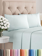Twin 4 Piece Sheet Set - Comfy Breathable & Cooling - Ultra Soft Hotel Luxury Bedding Set w/ 8-16 Inch Deep Pockets - 1 Flat & 1 Fitted Sheet & 2 Pillowcases - Wrinkle Free and Easy Care - Ice Blue