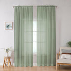 OWENIE Sheer Curtains, Sage Green Sheer Curtains 78 inch Length 2 Panels Set, Rod Pocket Voile Fimly Sheer Drapes for Living Room/Bedroom, 2pcs, Each 42" W x 78" L