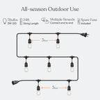 Brightech Ambience Pro - 24 Ft Waterproof LED Outdoor String Lights - Hanging, Dimmable 2W Vintage Edison Bulbs - Commercial Grade Patio Lights Create Cafe Ambience in Your Backyard, 7 Bulbs