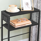 HOOBRO Small Narrow Side Table with Charging Station, Skinny End Table for Small Spaces, Slim Nightstand with USB Ports Outlet, Sofa Beside Table with Storage Shelf, Black BB102UBZ01