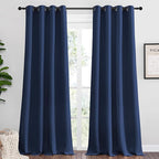 NICETOWN Bedroom Blackout Curtains Panels, 1 Pair, 55 inches by 92 Inch, Navy, Triple Weave Energy Saving Thermal Insulated Solid Grommet Blackout Draperies for Patio