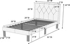 Poundex PU Upholstered Platform Bed, Twin, Pink