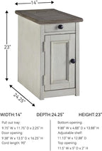 Signature Design by Ashley Bolanburg Farmhouse Chair Side End Table with Outlets and USB Ports, Antique Cream & Brown
