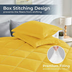 HEVUMYI Cali-King Comforter Set - 7-Piece All Season Bed in a Bag Cali-King, Ultra Soft Bedding Set with Comforter, Flat Sheet, Fitted Sheet, Pillowcases, Pillow Shams, Yellow & Light Grey