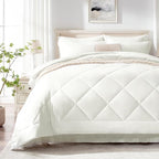Love's cabin King Size Comforter Set Ivory, 7 Pieces King Bed in a Bag, All Season Bedding Sets with 1 Comforter, 1 Flat Sheet, 1 Fitted Sheet, 2 Pillowcase and 2 Pillow Sham