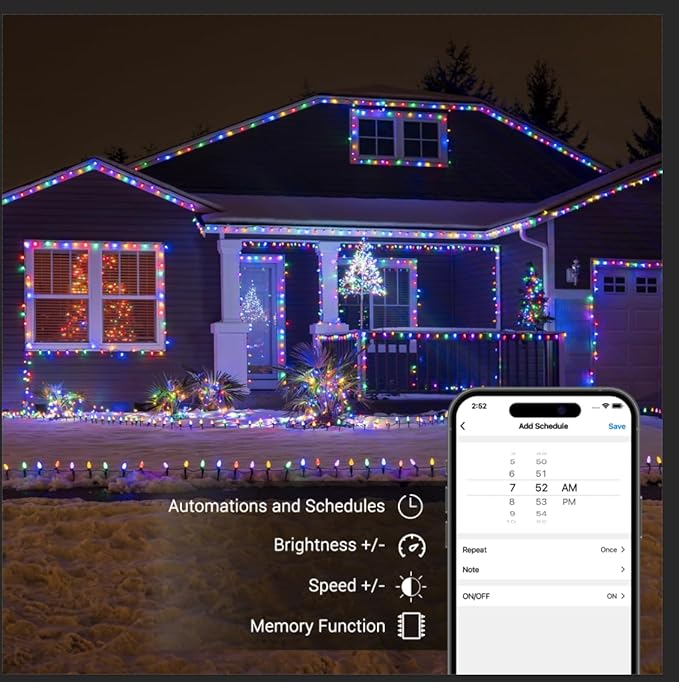 Brizled (Not Connectable Color Changing Smart Christmas Lights, 78FT 120 LED C9 String Lights App Control, Dimmable Outdoor Christmas Light, Christmas Tree Light Indoor, RGB Xmas Lights Party Decor