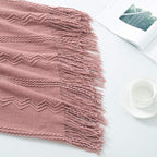 BOURINA Coral Pink Throw Blanket 50x60 Inches Throw Textured Solid Soft Sofa Couch Decorative Knit Blanket