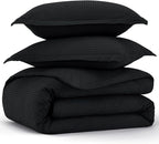 Bedsure Cotton Duvet Cover Set - 100% Cotton Waffle Weave Black Duvet Cover Oversized King Size, GentleSoft™ and Breathable Bedding Set for All Season, 3 Pieces, 120"x98"