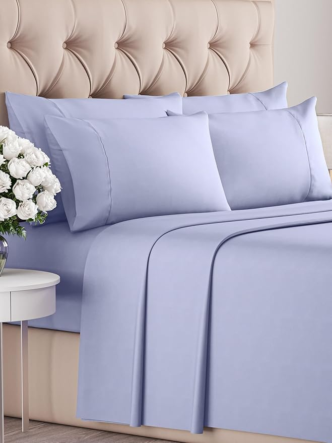 Full 6 Piece Sheet Set - Comfy Breathable & Cooling - Ultra Soft Hotel Luxury Bedding Set w/ 8-16 Inch Deep Pockets - 1 Flat & 1 Fitted Sheet & 4 Pillowcases - Wrinkle Free and Easy Care - Lavender