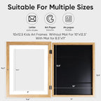 [3-Pack] Kids Artwork Frames Changeable - Front Opening Holds 150,Children Art Projects Kids Art Frames,10x12.5 Child Picture Frame for Display,With Storage(Wood)