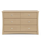 Storkcraft Crescent 6-Drawer Dresser (Driftwood)– GREENGUARD Gold Certified, Brown Dresser for Bedroom, Kids & Nursery Storage Chest, Safety Interlocking Drawers, Pre-Installed Tracks, Kids Chest