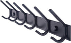 WEBI Coat Rack Wall Mounted,17-1/8 Inch Hooks for Hanging Coats,Heavy Duty Metal Hook Rail with 6 Double Dual Hooks Hanger Wall Mount for Purse Clothes Jacket Backpack Entryway,Black