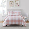 Twin Comforter Set with Sheets - 5-Piece Bedding Collection - 1 Comforter, 1 Fitted Sheet, 1 Flat, 2 Pillowcases - Deep Pocket - Soft & Premium Quality - Ideal for All Seasons, Checkered Box Blush