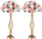 2 Pcs Versatile Metal Flower Arrangement & Candle Holder Stand Set for Wedding Party Dinner Centerpiece Event Restaurant Hotel Decoration (Gold, 2 x S)