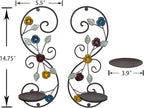 Wall Sconces Candle Holder Set of 2, Antique Multi-Color Leaf Branch Wall Mount Hanging Metal Wall Candle Holder Candle Sconce for Living Room Dining Room