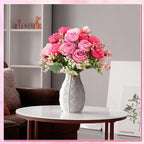 Geosar 8 Bundles Artificial Peonies Flowers Fake Silk Peony Bouquet Faux Peonies Flowers Bulk for Decoration Vase Floral Arrangements Wedding Party Table (Rose Pink,Light Pink)