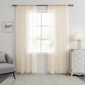 HUTO Cream Peach Beige Sheer Window Curtains 96 Inches Long Voile Curtains for Bedroom Living Room Nursery with Rod Pocket 2 Panels Each is 52 inches Wide