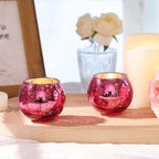 LAMORGIFT 12 Pcs Hot Pink Candle Holders for Barbie Birthday Party Decorations- Summer Bridal Shower Decorations, Votive Candle Holders for Wedding, Pink Candle Centerpieces for Disco, Cowgirl Party