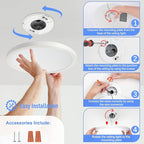 SunRider 2-Pack LED Flush Mount Ceiling Light Fixture, 5000K Daylight White, 2400LM, 12 Inch 24W 240W Equiv. Round Flat Ceiling Lamp, Non-Dimmable