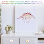 Fumete 8 Set Dinosaur Drawer Knob Pulls Round Soft Rubber Watercolor Drawer Knobs Silicone Cabinet Drawer Knobs for Boys Girls Kids Dresser Knobs for Nursery Closet Kitchen Cabinet
