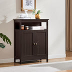 Yaheetech Bathroom Floor Storage Cabinet, Wooden Free Standing Storage Organizer with 2 Doors & Adjustable Shelf for Living Room, Hallway, Espresso