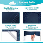 DREAMCARE King Size Sheets Set - Cooling Bed Sheets - 4pcs Set - up to 15" Deep Pocket King Sheet Set – Soft & Long Lasting Cooling - 100% Fine Brushed Polyester with Side Pocket - Navy Blue