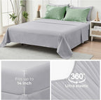 HYMOKEGE Sage Green/Light Grey Twin Comforter Set Seersucker 5 Pieces, All Season Luxury Bed in a Bag for Bedroom, Bedding Set with Comforter, Sheets, Pillowcase & Sham