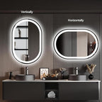 Niccy Oval LED Mirror for Bathroom, 36x24 Front Lit + Backlit Vanity Mirrors with Light Anti-Fog, Shatter-Proof, 3 Colors, Makeup Mirror with Black Frame (Horizontal/Vertical)