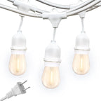 Brightech Ambience Pro Waterproof LED Outdoor String Lights, 48 Ft, Hanging, Dimmable Vintage Edison Bulbs, 15 Bulbs, 2W