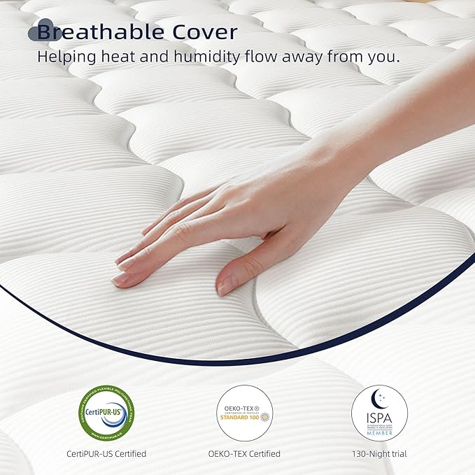 Twin Mattress 10 Inch - Hybrid Mattress Bed in a Box, Medium Firm Support, Pressure & Pain Relief for All Sleepers, CertiPUR-US Certified, Fiberglass-free, Reinforced Edge Support, Motion Isolation