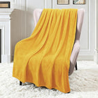 Exclusivo Mezcla Extra Large Fleece Throw Blanket for Couch, Sofa, 300GSM Super Soft and Warm Blankets, Mustard Yellow Throw All Season Use, Cozy, Plush, Lightweight, 50x70 Inches