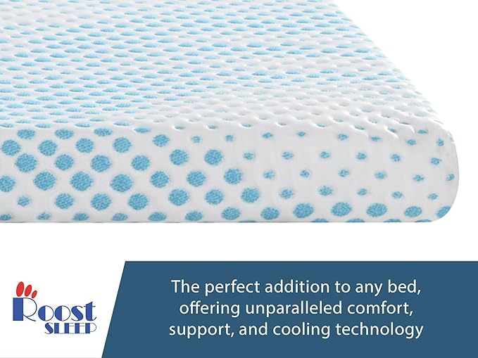 Roost Sleep Cool Cloud Supreme 3 Inch Gel Memory Foam King Mattress Topper – Cooling, Ventilated Design for Back and Pressure Relief