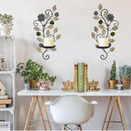 Wall Sconces Candle Holder Set of 2, Antique Multi-Color Leaf Branch Wall Mount Hanging Metal Wall Candle Holder Candle Sconce for Living Room Dining Room